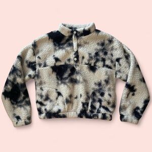 Wild Fable Black and White Tie-Dye Pullover Sherpa Jacket